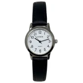 Citron Quartz Silver Round Face Black Strap Watch LAQ24A